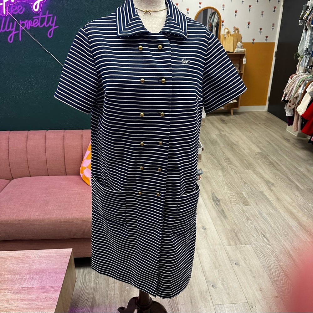 Vintage Lacoste striped dress with gold buttons